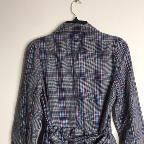 Vintage roxy plaid flannel fall Y2K trench coat size small cute - Picture 11 of 12